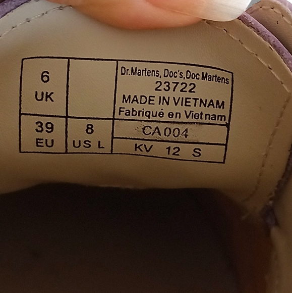 Like New 🌺 Dr Martens 3 Eye 1461 Ladies Purple Heather Virginia Leather Shoes - Picture 16 of 16